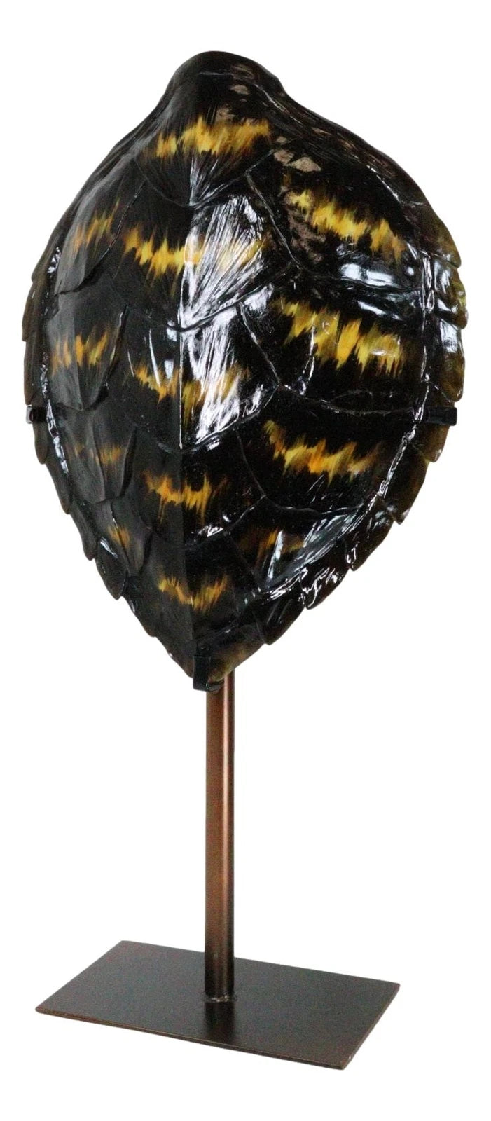 Nautical Marine Black Tone Faux Hawksbill Turtle Shell Sculpture With Pole Stand-8