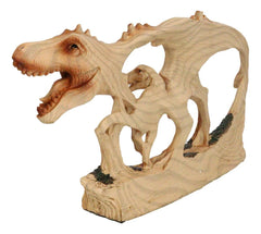 Jurassic Dinosaur Tyrannosaurus Rex Father and Baby Faux Wood Cutout Figurine-5