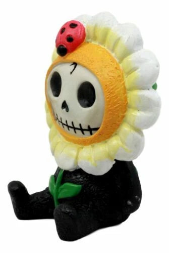 Eco Green Sunflower Daisy Furrybones Figurine 3" H Hooded Costume Skeleton-2