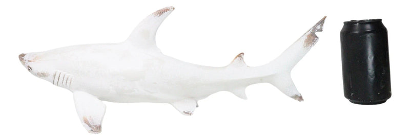 Nautical Ocean Marine Great White Shark Swimming Antiqued White Figurine 19.5"L-7
