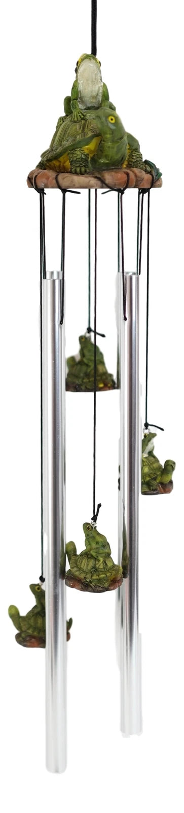 Tortoise Piggybacking Green Frog With Snail Garden Patio Wind Chime Decor-9
