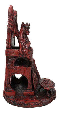 Celtic Maeve with Bird and Squirrel On Throne Statue 11" Tall Clay Finish-6
