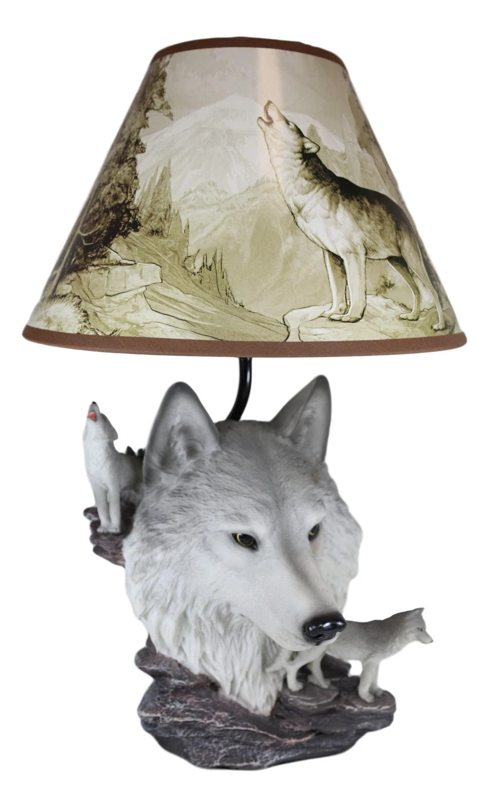Gray Wolf Table Lamp Decor Wildlife Full Moon Howling Timber Wolf Pack-8