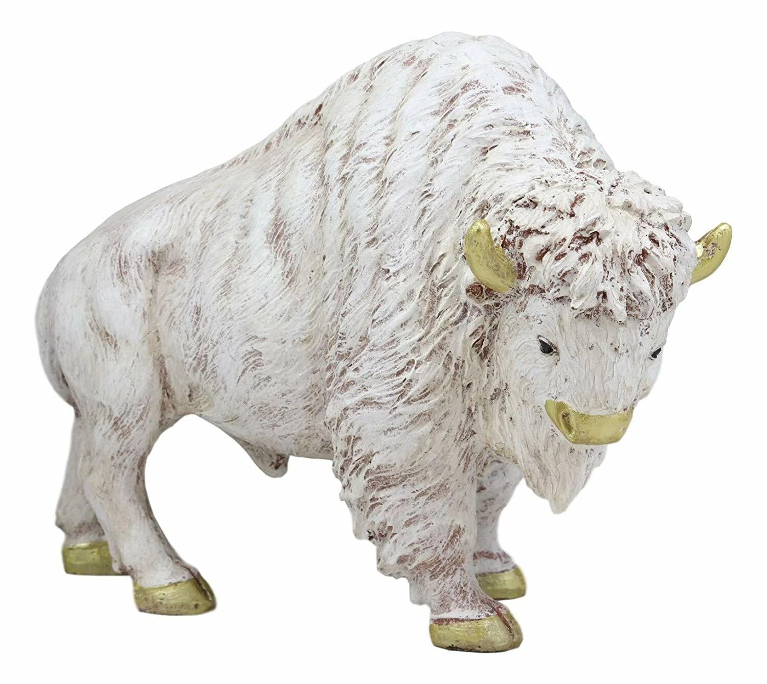 Native American Sacred White Bison Buffalo Decor Resin Figurine 8.75"L-7