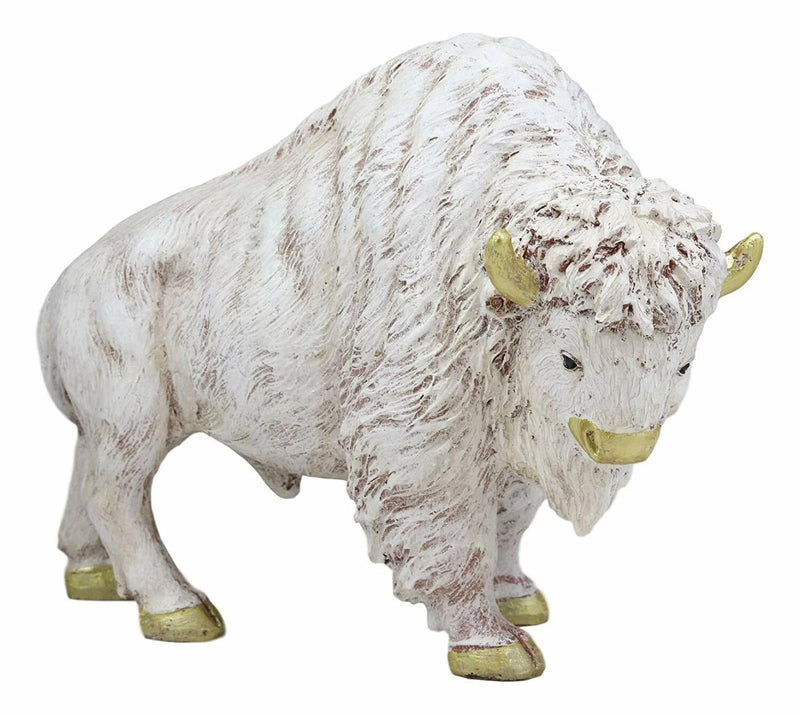Native American Sacred White Bison Buffalo Decor Resin Figurine 8.75"L-7