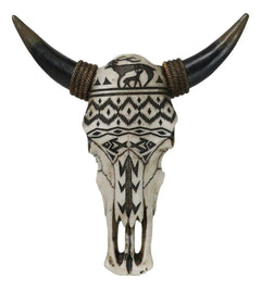 Tribal Tattoo Wildlife Deer and Fishes Abstract Cow Skull Wall Decor Plaque-7