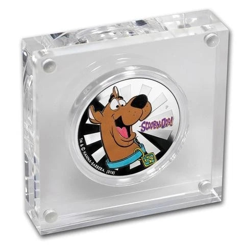 Moneda de prueba coloreada de Scooby-Doo de plata .999 de Tuvalu, 2018, 1 oz, con caja-4