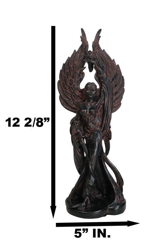 Morrigan Statue, 12" Celtic War Goddess Phantom Queen Triple Goddess Valkyrie Figurine for Shelf, Mantle, Home, or Gothic Fantasy Decor-9