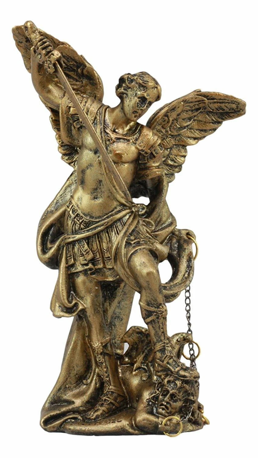 Bronzed Greek Christian Church Archangel Of The Angelic Council Statue 5"H-4