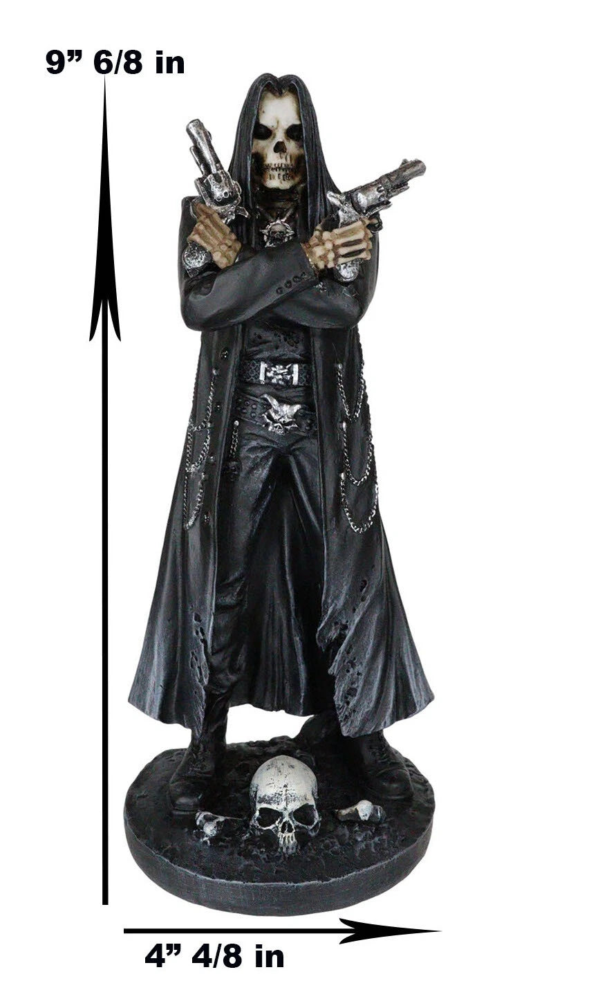 Assassin's Creed Hooded Grim Reaper Skeleton With Dual Beretta Pistols Statue-5
