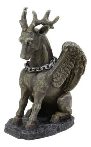 Gothic Sitting Winged Pegasus Stag Horned Gargoyle in Stoic Pose Statue 6.25"H-8