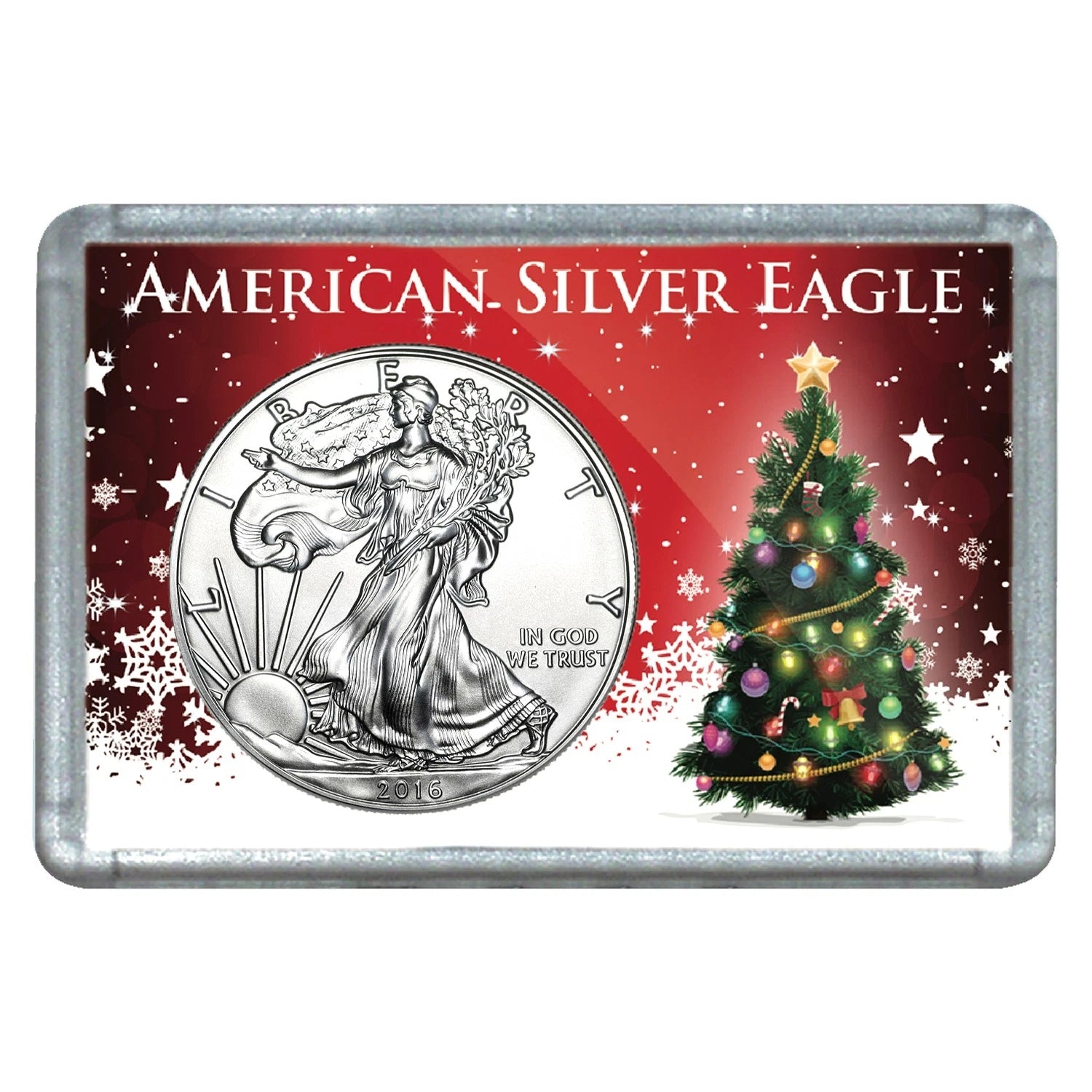 Moneda de plata americana de $1 2016 con diseño de árbol de Navidad-1