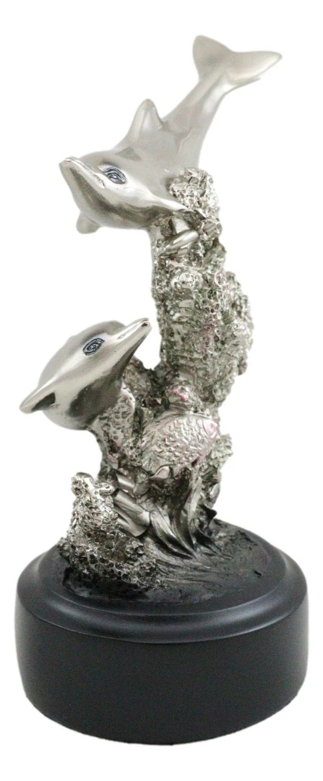 Nautical Marine Sea Gay Dolphins By Coral Reef Silver Electroplated Figurine-7