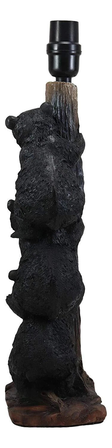 Rustic Climbing 3 Stacked Black Bear Cubs Getting Honey Table Lamp W/Shade-10
