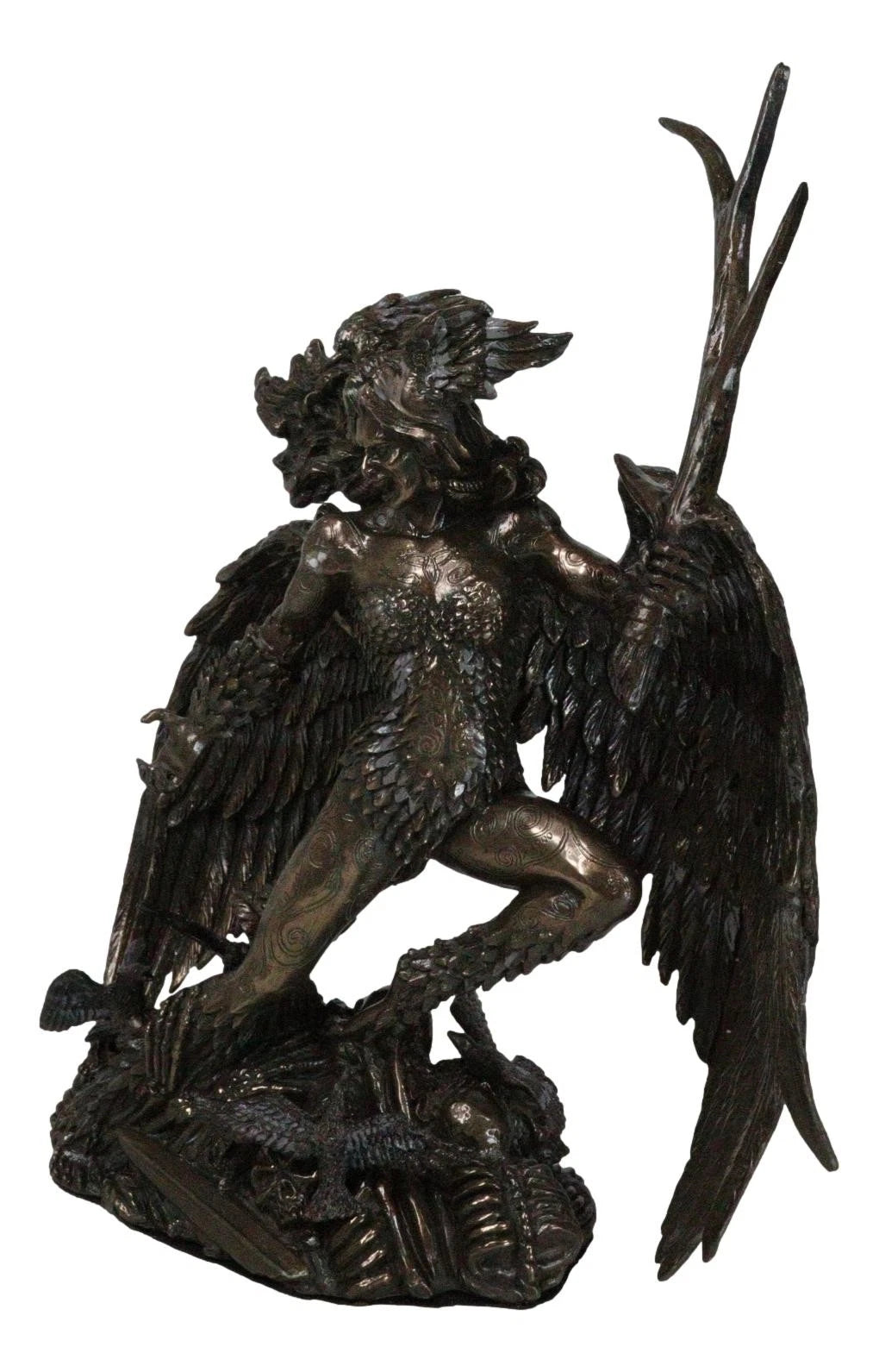 Irish Celtic War Goddess Winged Morrigan Phantom Queen W/ Antler Figurine-7