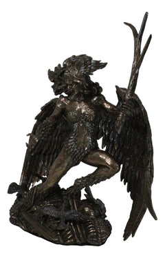 Irish Celtic War Goddess Winged Morrigan Phantom Queen W/ Antler Figurine-7