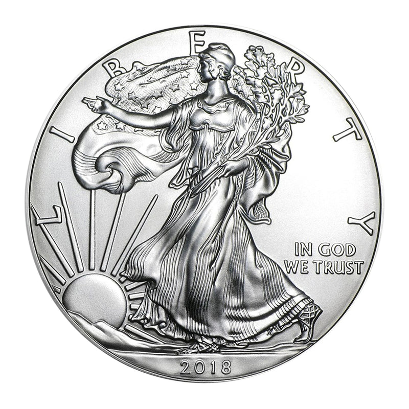 Moneda American Silver Eagle de $1 de 2018 con soporte AirTite, brillante, sin circular-2