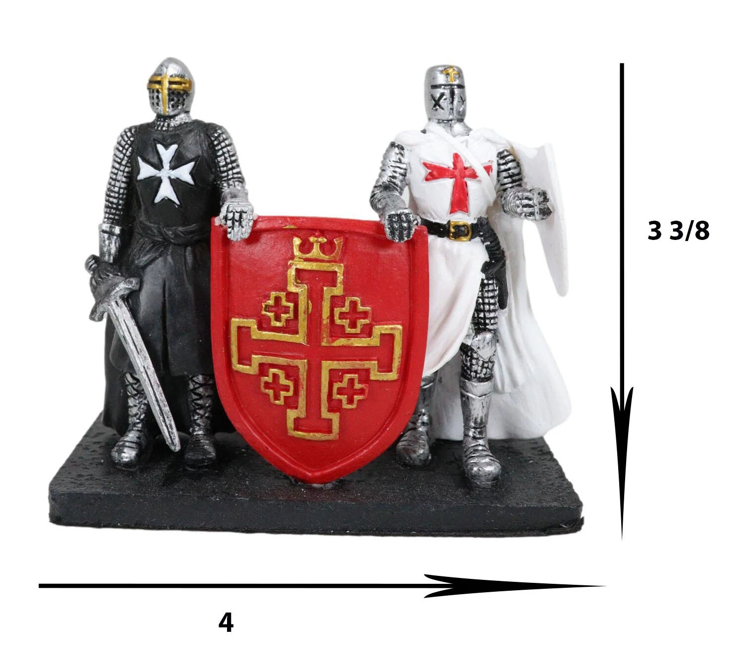 Medieval Black White Crusader Swordsman Knights Business Cards Holder Figurine-7