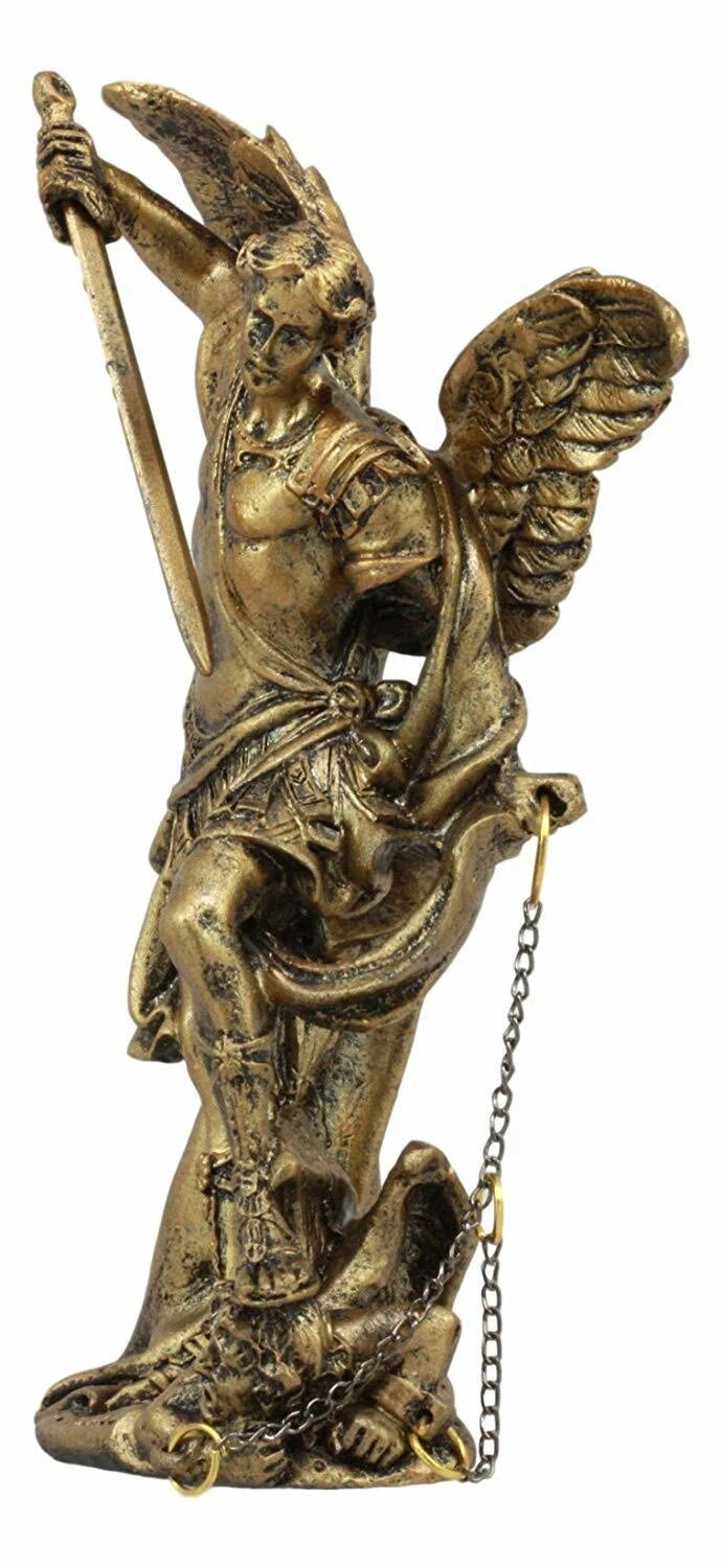 Bronzed Greek Christian Church Archangel Of The Angelic Council Statue 5"H-5