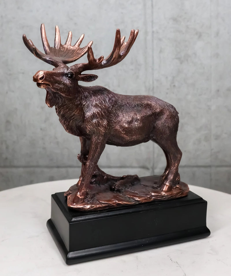 The Emperor Wild Elk Bull Moose Statue Bronze Electroplated Figurine With Base-2
