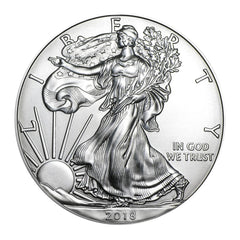 Moneda American Silver Eagle de $1 de 2018 con soporte AirTite, brillante, sin circular-1