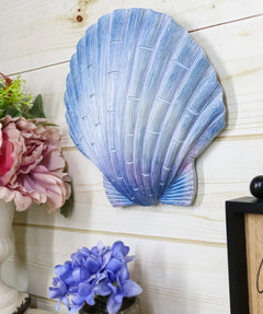 Ocean Nautical Marine Beach Aqua Blue Scallop Sea Shell Wall Plaque Decor 8.25"L-2