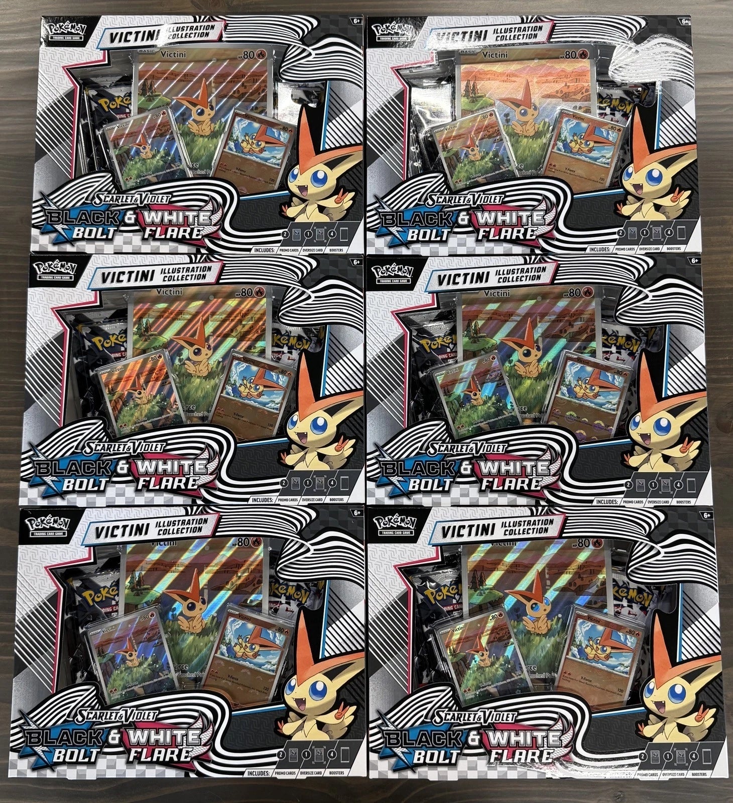 Pokemon Unova Black Bolt + White Flare Victini Illustration SEALED 6 BOX CASE!-1