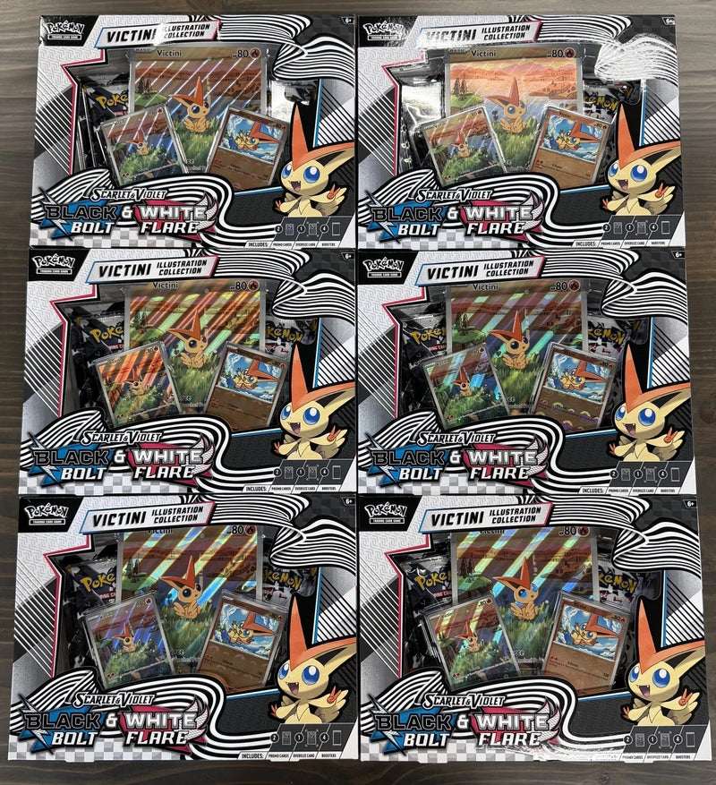 Pokemon Unova Black Bolt + White Flare Victini Illustration SEALED 6 BOX CASE!-1