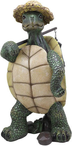 Gift Nautical Nature Lover Adventure Hiking Tortoise with Straw Hat Statue-8