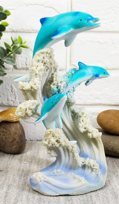 Sea World Three Bottlenose Dolphins Leaping Out Of The Waves Statue 6.25"Tall-1