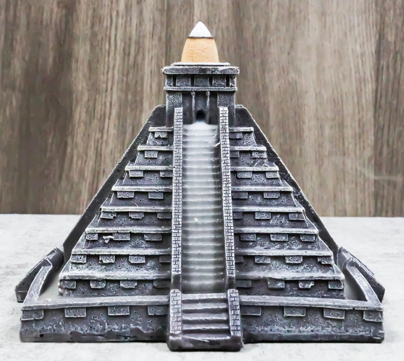 Temple of Kukulcan Mesoamerican Aztec Step Pyramid Backflow Incense Cone Burner-1