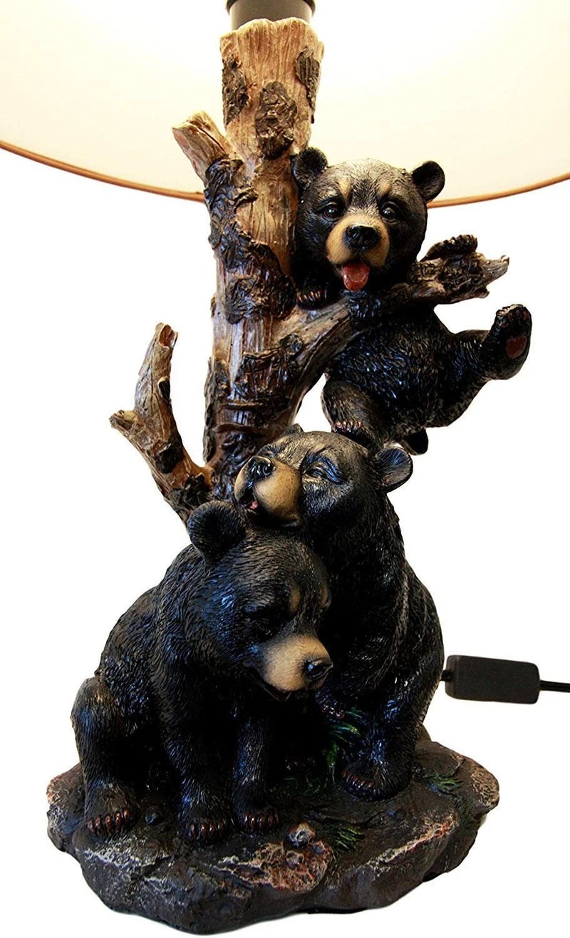 Lámpara de mesa con cachorros de oso negro trepando y pantalla de oso (juego de 2)-8