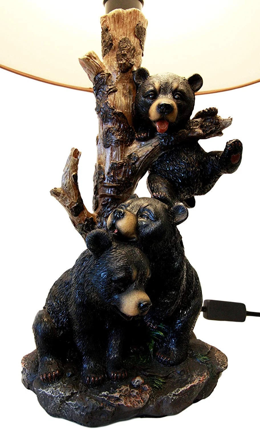Lámpara de mesa con cachorros de oso negro trepando y pantalla de oso (juego de 2)-8