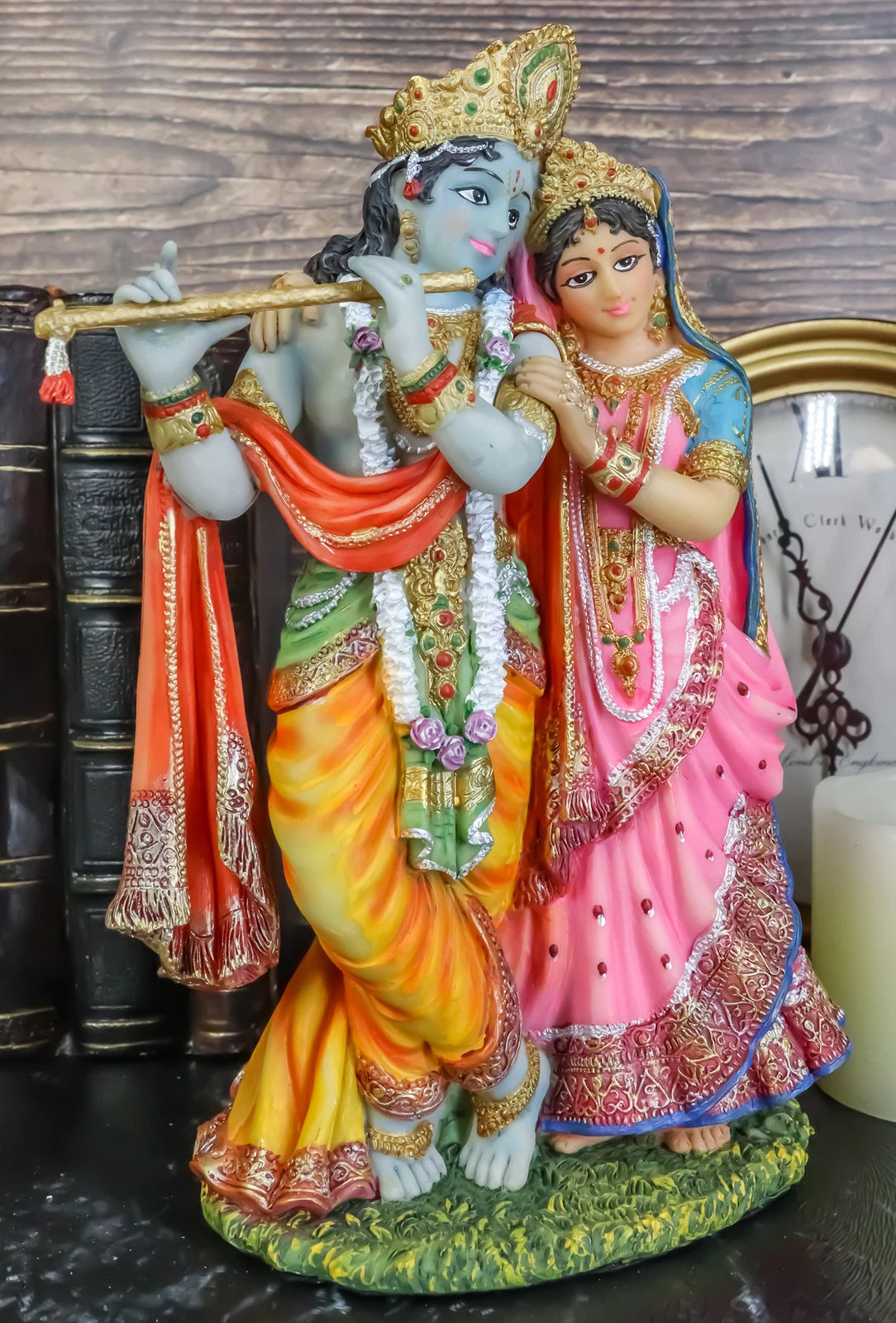 Vedic Radha And Krishna Statue Avatar Of Vishnu Shakti God's Divine Love 8"H-5