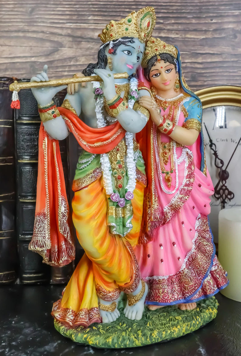 Vedic Radha And Krishna Statue Avatar Of Vishnu Shakti God's Divine Love 8"H-5