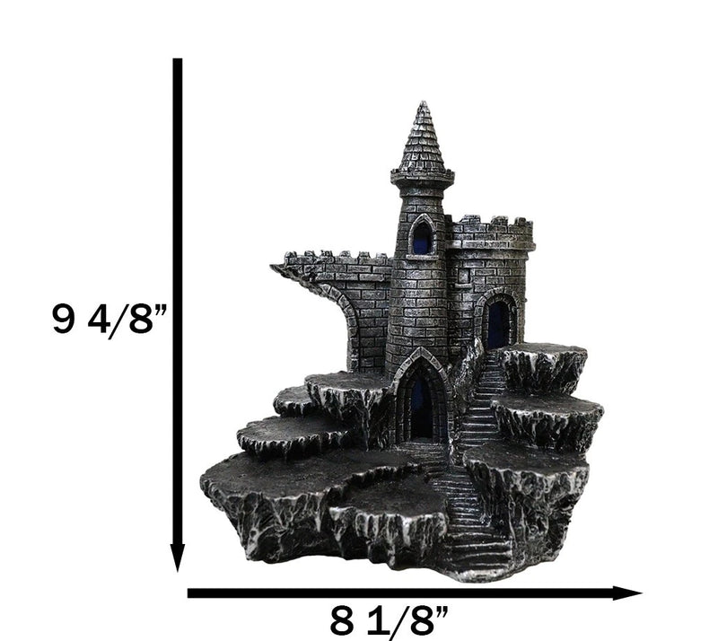 Expositor de castillo medieval de Stonewall con figura LED en las estepas rocosas-7