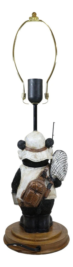 Camping Fisherman Angler Bear Going Fishing With Pole Net And Bucket Table Lamp-8