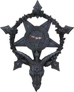 Samael Lilith Baphomet Hanging Wall Clock Candle Holder Decor Plaque 19" H-6