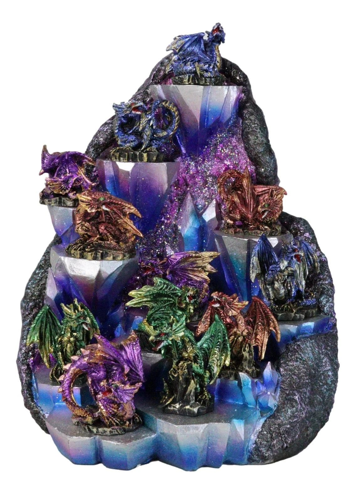 Fantasy 12 Mini Dragons With LED Lighted Glacier Mountain Display Set-6