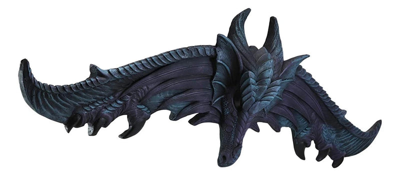 Large 34.25"L Fantasy Midnight Overwatch Dragon With Open Wings 3D Wall Plaque-5