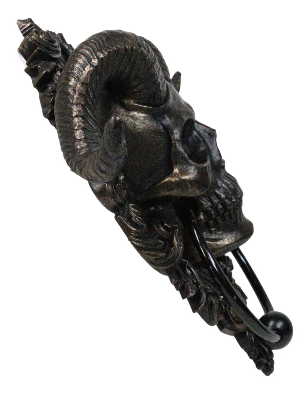 Baphomet Horned God Skull Hanging Door Knocker with Built in Striker Plate-8