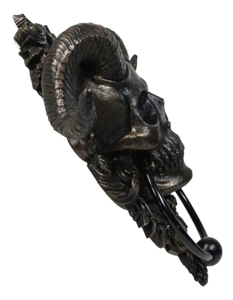 Baphomet Horned God Skull Hanging Door Knocker with Built in Striker Plate-8