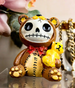 Furrybones Voodoo Teddy Bear With Honey Bear Bottle Skeleton Statue 2.5"Tall-1