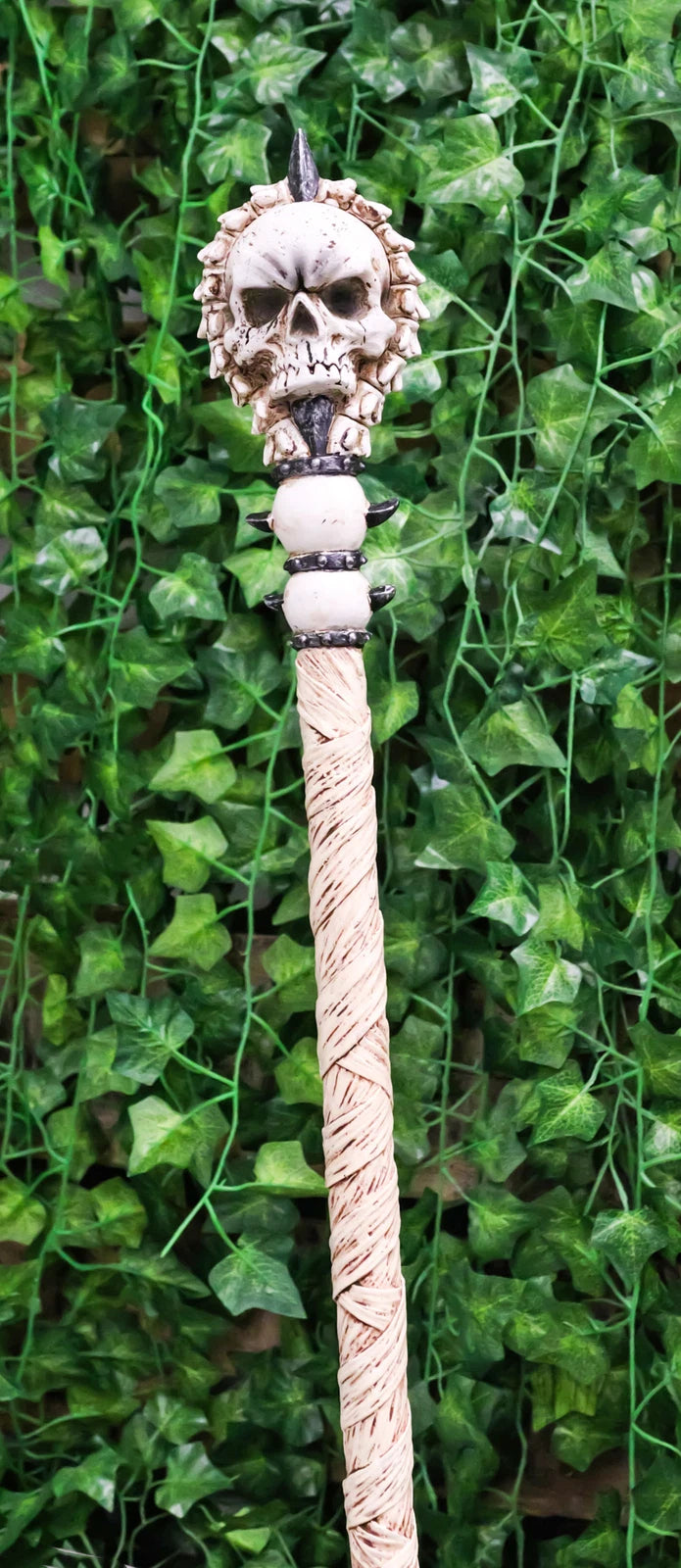 Gothic Vertebrae Bone Skull Decorative 67"L Prop Cosplay Staff Swagger Cane-2