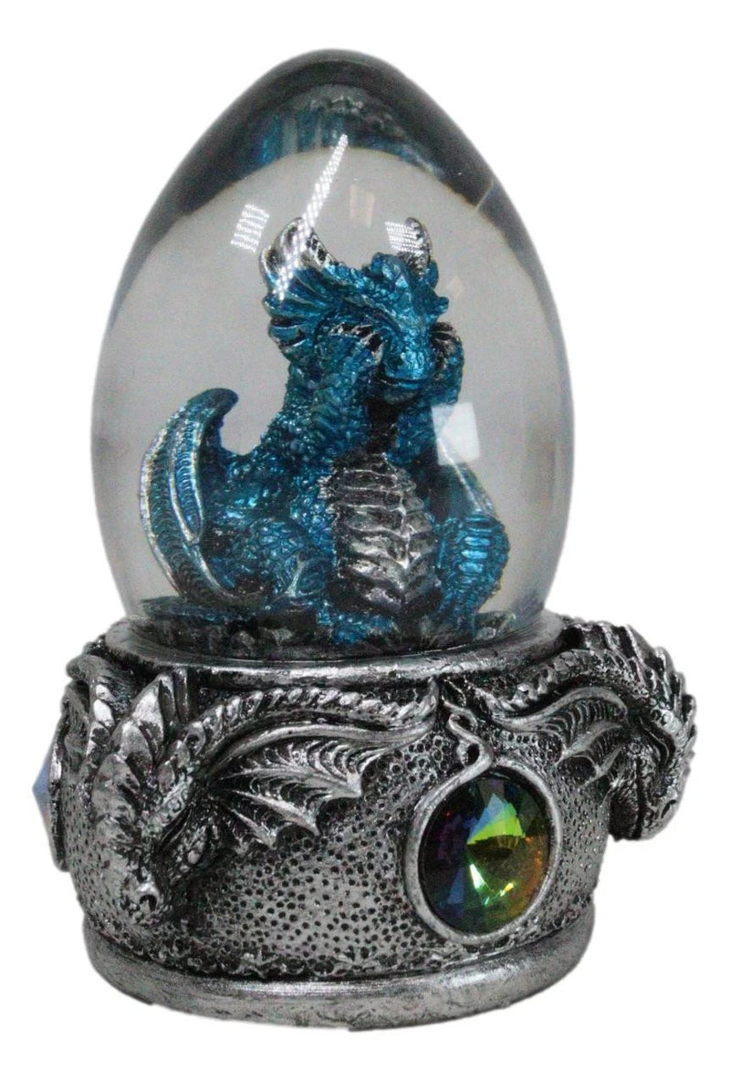 See No Evil Blue Wyrmling Dragon In Colorful LED Acrylic Glass Egg Figurine-9
