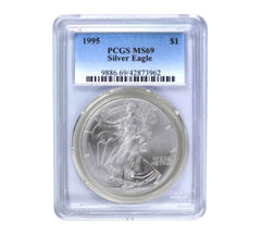 American Silver Eagle MS69 PCGS de 1 dólar de 1995-1