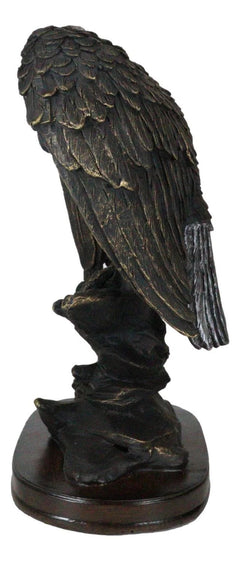 American Patriotic Large Bald Eagle Perched On Rocky Cliff Resin Figurine 10"H-6