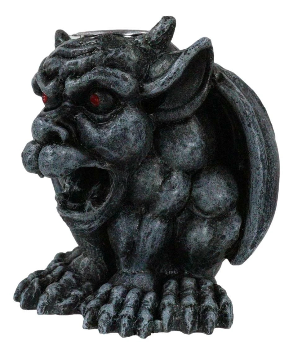 Crouching Gothic Horned Devil Chimera Gargoyle Backflow Incense Cone Burner-7