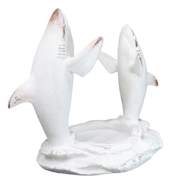 Antique White Ocean Marine Great White Sharks Rising Above Water Wine Holder-6