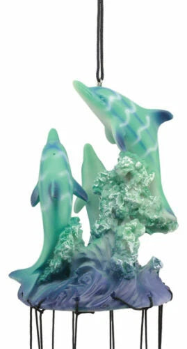 Sea World Three Dolphins Launching Above Water Wind Chime Marine Life Nautical-5